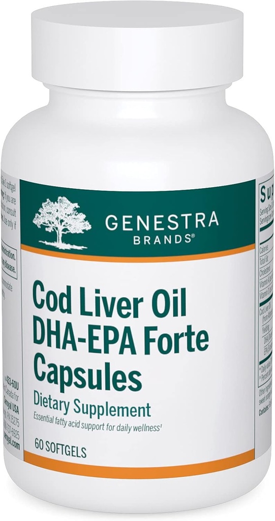 Genestra Brands Cod Liver Oil DHA-EPA Forte Capsules  durable Blend of DHA, EPA, and Vitamins A and D ← 60 Softgels