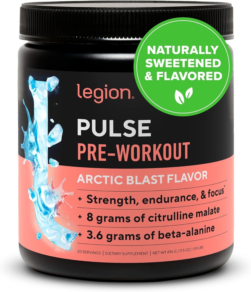 LEGION- All Natural Nitric Oxide Preworkout Пити для Boost Energy, Creatine Free, Naturally Sweeted, Beta Alanine, Citrulline, Alpha GPC (Arctic Blast)