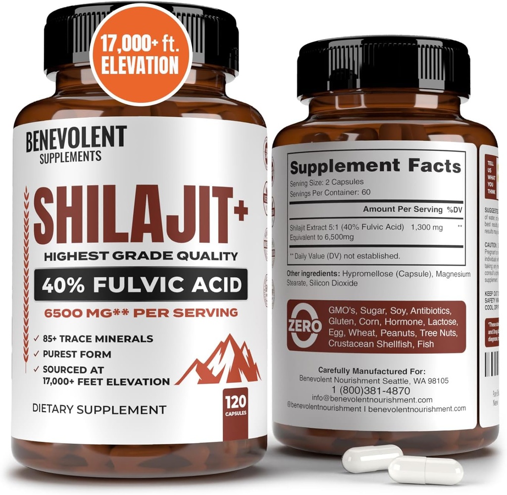 6,500mg Shilajit Supplement with 40% Fulvic Acid (High Absorbtion)