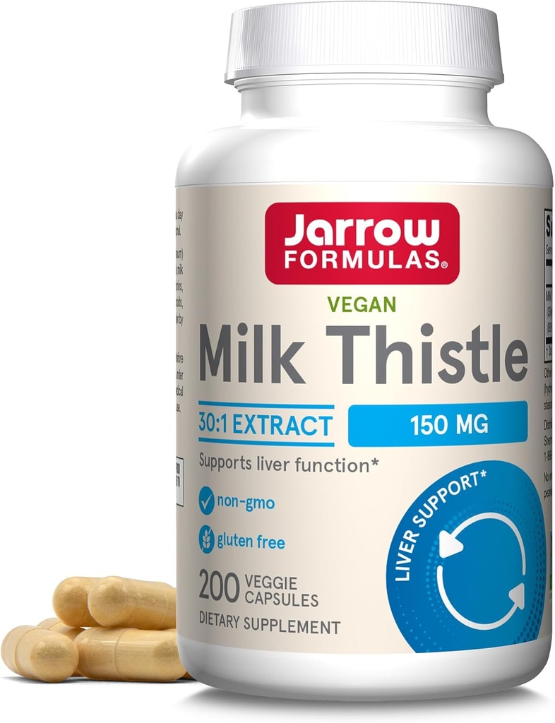 Jarrow Formulas Milk Thistle 150 mg - 200 Veggie Capsules - Antioxidant ondersteuning immuunrespons, leverfunctie & Glutathion - Tot 200 porties
