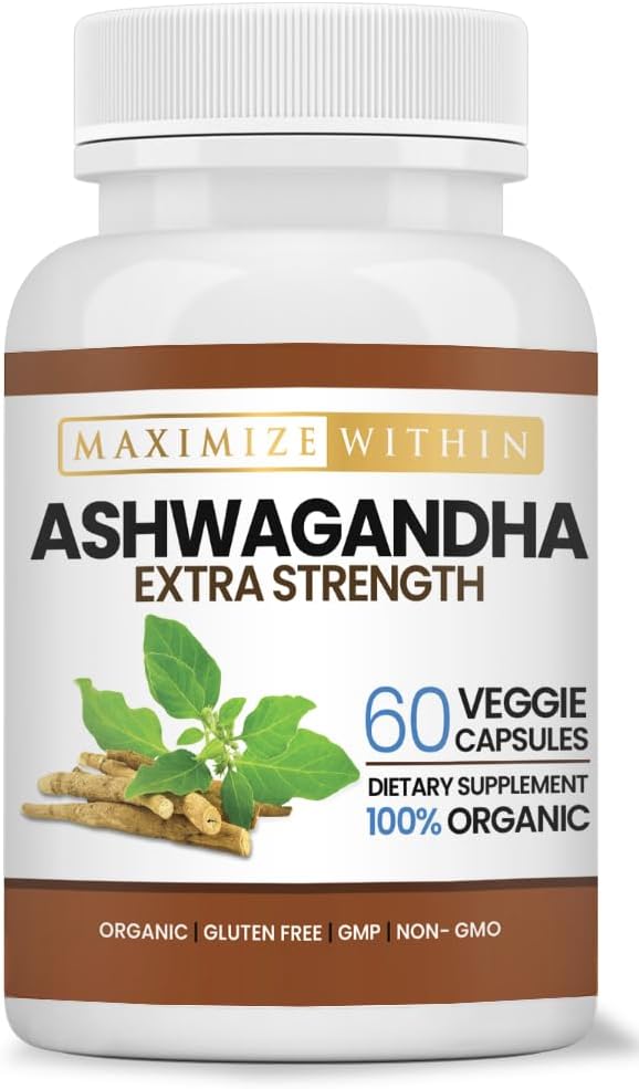 Ashwagandha Root Extra Міцність – 60 Вегетаріанські капсули – Підтримує стрес, настрій та імунітет здоров’я – Призначений для підвищення абсорбції – Non-GMO трав'яні добавки