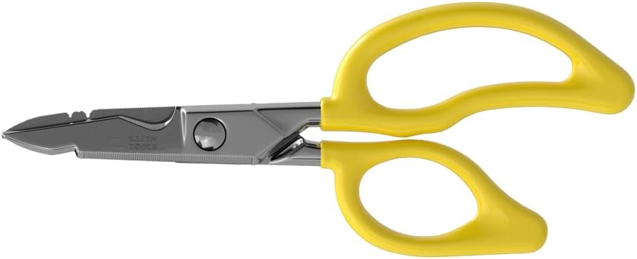 Klein Gereedschap 26001 Elektrisch Schaar, Made in USA, 6,75-inch All-Purpose zwaar-duty snips, kabel snijden Notch, gekartelde Blades, Deburr Notch, Wire Stripper