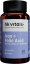 Forskning Driven Innovations Iron + Folic Acid med Zink, Vitamin C & Vitamin B12 Supplement (60 kapslar) | Stöder Blodbyggnad | Immunitet och energi