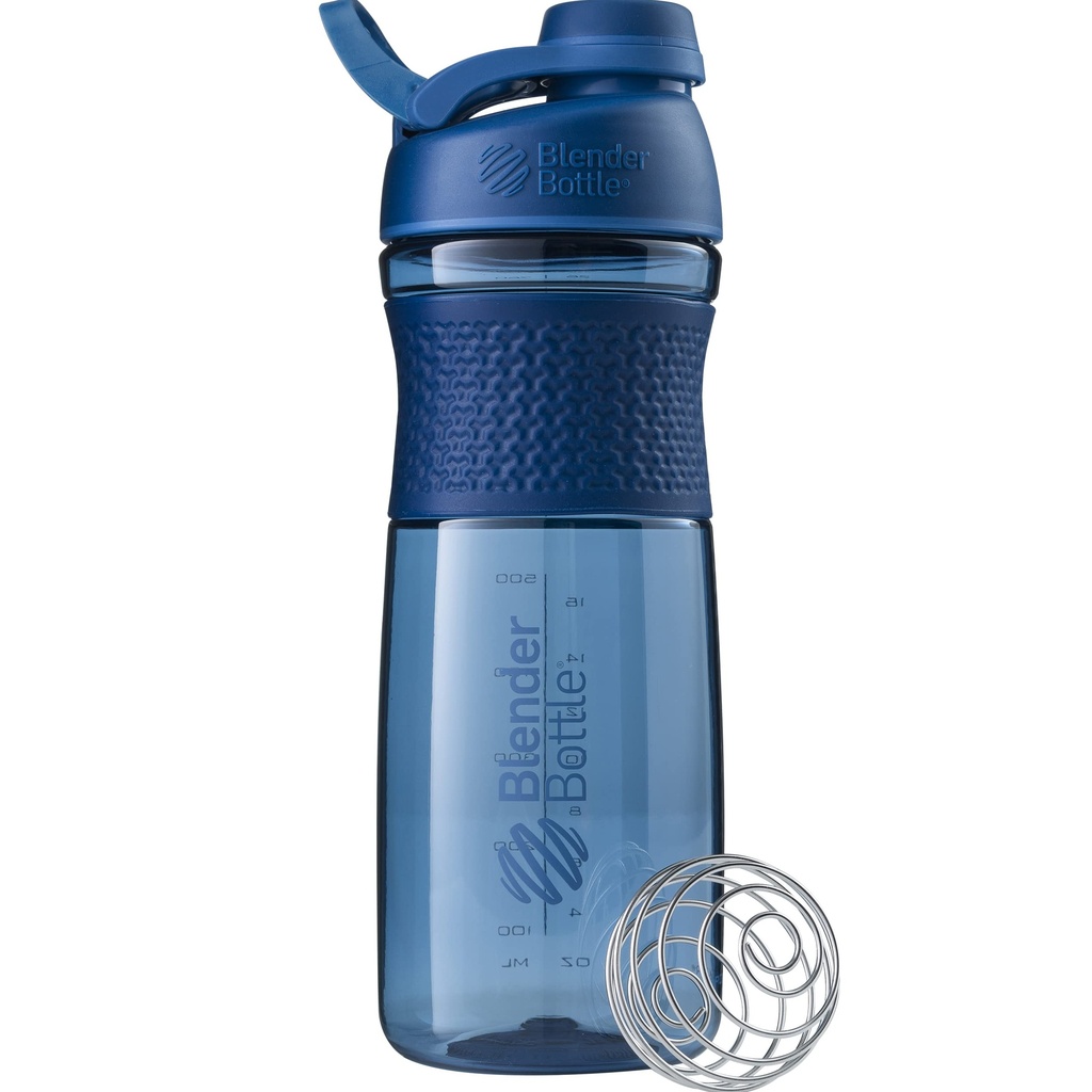 BlenderBottle SportMixer Shaker Bottle Perfect for Protein Shakes and Pre Workout, 28-Ounce, Navy