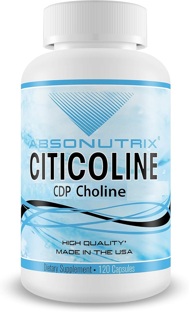 Absonutrix Citicoline CDP Choline 530 מ"ג, תוסף nootropic, GMP Certified, צד שלישי נבדק, קל ל Swallow, 120 Veg caps, משפר מיומנויות קוגניטיביות, תומך זיכרון, non-GMO, מיוצר בארה"ב