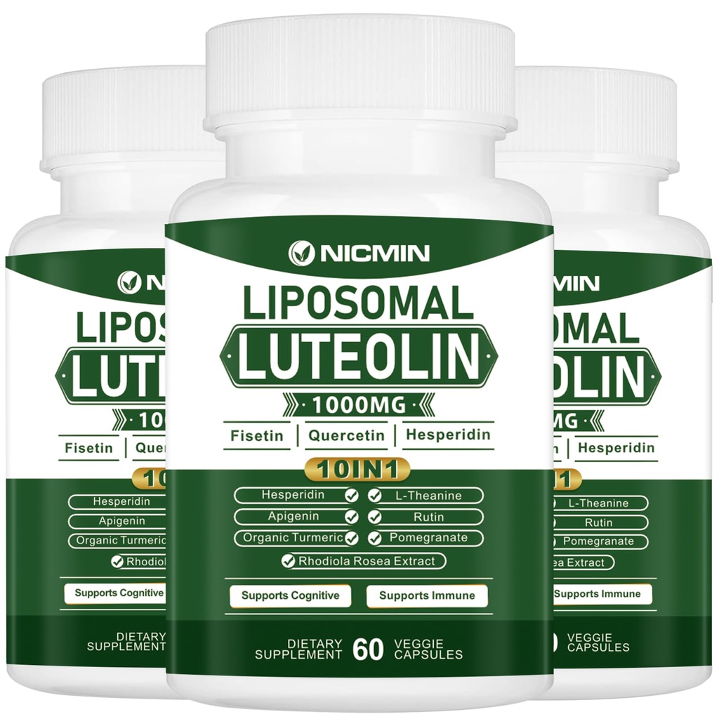 1000MG Liposomal Luteolin, Maximum Absorption, Potent Luteolin Supplement 180 Capsules