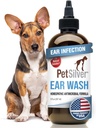 PetSilver Dog Ear Cleaner Solution - Jemné ušní mytí pro psy a kočky s čelenkou stříbro - Otic Rinse Formule Cíle Wax Buildup, Smradlavý zápach, a Itchy nebo podrážděné oblasti - Made in USA - 8 fl oz