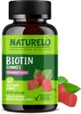 NATURELO Biotin Gummies - Підтримує здорове волосся, шкіри та нігті - Висока потенція 2500 mcg - Non GMO, клейковина Безкоштовно - 60 Gummies