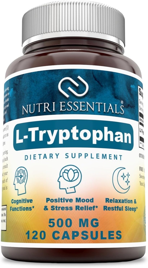 L- Tryptophan Kosttilskud - Natural Sleep Supplements with 500 mg of Free Form L Tryptophan - Circulation & immunsupport 120 Kapsler