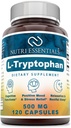 L-Tryptofaani Ravintolisä - Natural Sleep Lisäravinteet 500 mg vapaa L Tryptofaani - Kierto & Immuunituki 120 kapselia
