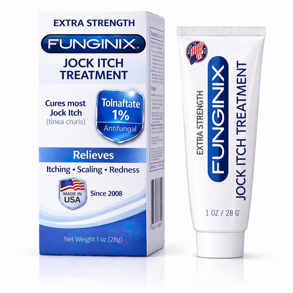 FUNGINIX Jock Itch Treatment - Relieves Itching, Burning, Scaling, and Chafing, Natural Anti Itch Treatment with Tolnaftate, Pleasant Topical Cream (1 Ounce)