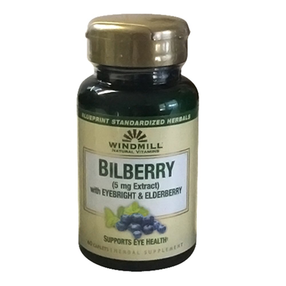 Windmill Natural Vitamins Bilberry 500 mg with Eyebright & Elderberry Tablets- 60 Count (Pack of 1)
