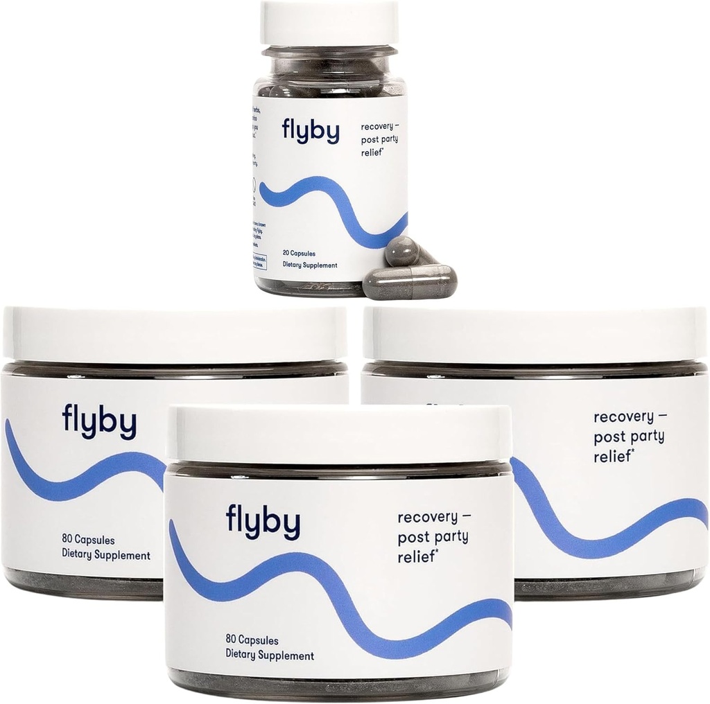 Flyby Recovery Supplement - All The Hang, Without the Over!TM - com cardo de leite, vitamina C, carvão ativado, e Apple Cider Vinagre - pré e pós bebida Fórmula