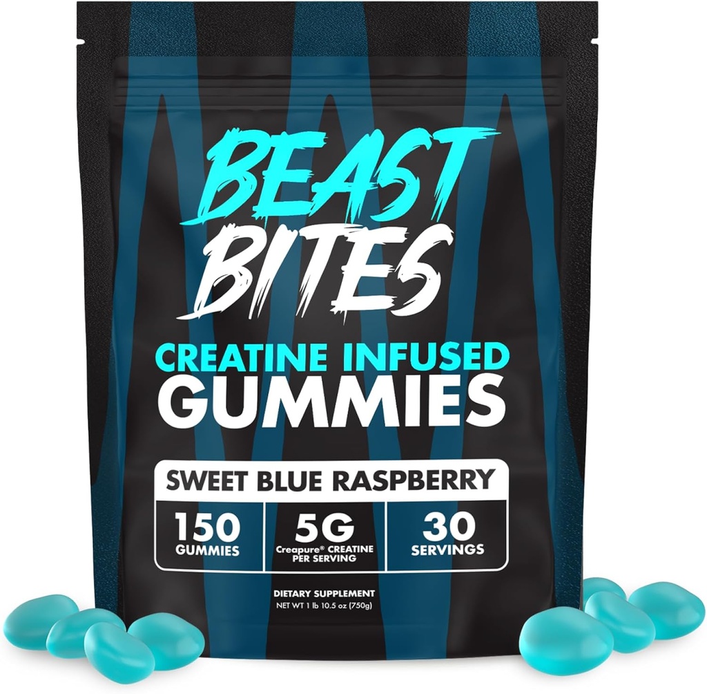 Beastbites - Creatine Infused Gummies - 5g Creapure Creatine Monohydraat per portie - NSF Gecertificeerd voor Sport - 30 porties