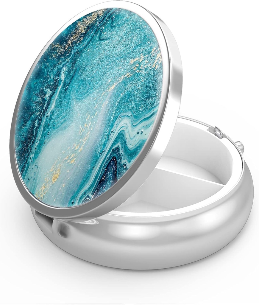 药盒3 比较小药盒案,可移植于口袋或皮质药丸 组织者 药盒 容器持有者,可持有维生素、药品、鱼油和补充品(蓝色快沙)