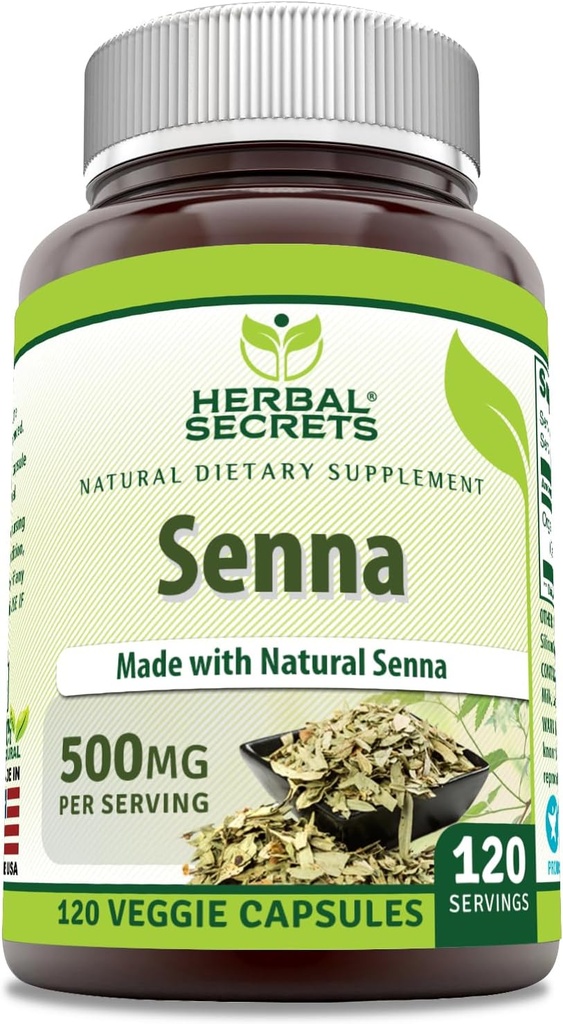 Bylinné tajemství Senna dodatek 124; 500 Mg CLANE124; 120 Veggie Kapsle 124; Made with Natural Senna CLANE124; Non-GMO CLANE124; Gluten-Free CLANE124; Made in USA