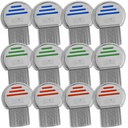 Lice Comb - (Pack of 12) 개인적으로 포장 된 전문 스테인레스 스틸 로우스 및 Nit Combs는 편안함을위한 둥근 팁이있는 달걀을 제거합니다.