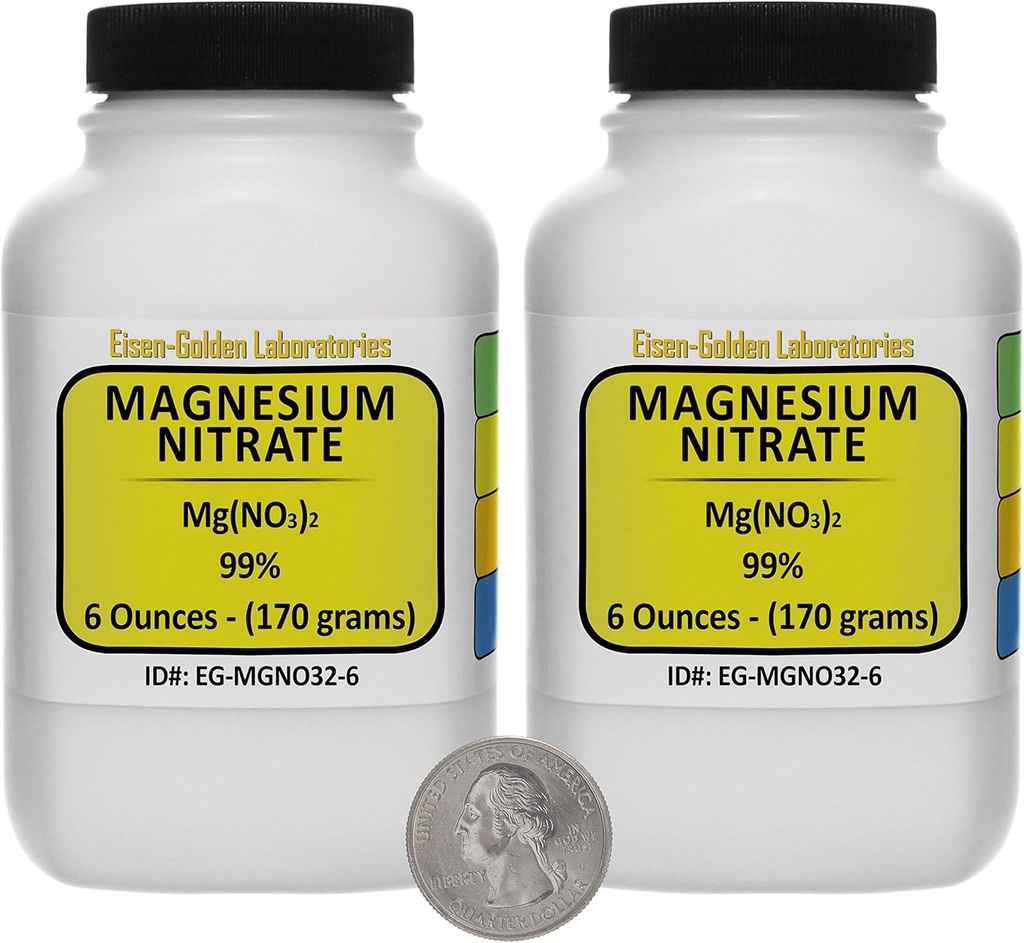 Magenium Nitrate [Mg(NO3) 2] 99% Powder mức độ thực phẩm USP 12 Oz trong hai chai