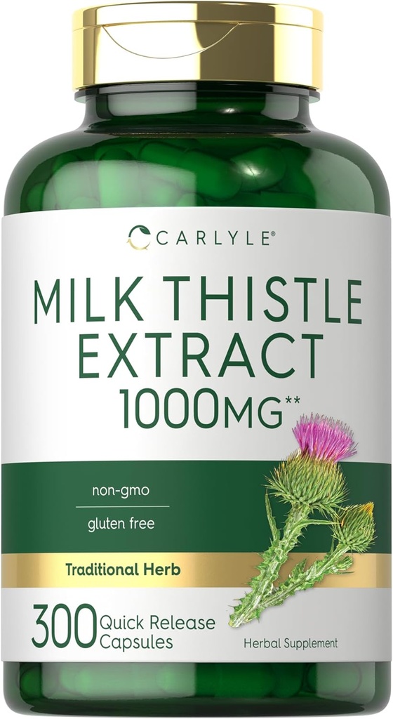 Carlyle Milk Thistle 1000mg 124; 300 kapsułki 124; Non- GMO, Gluten Free Extract