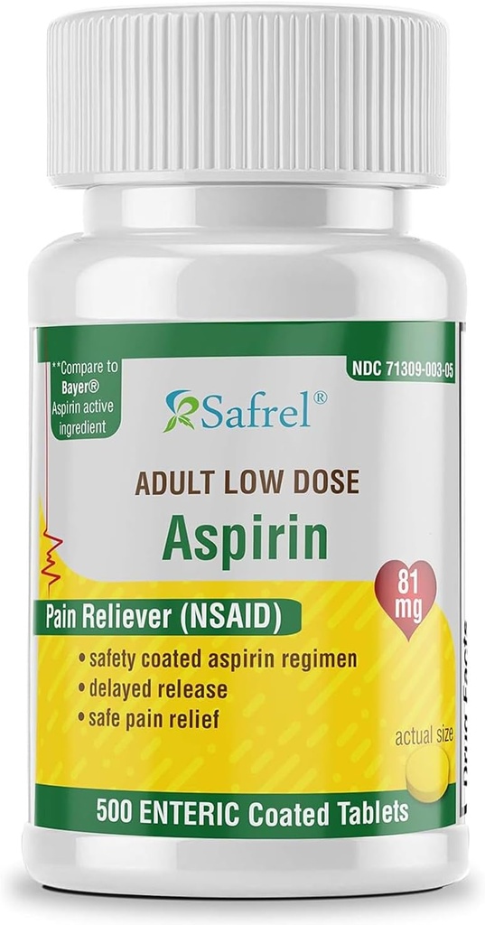 Safrel Generic Bayer Baby Aspirin 81 mg (500 tabletes ar enterālo pārklājumu)
