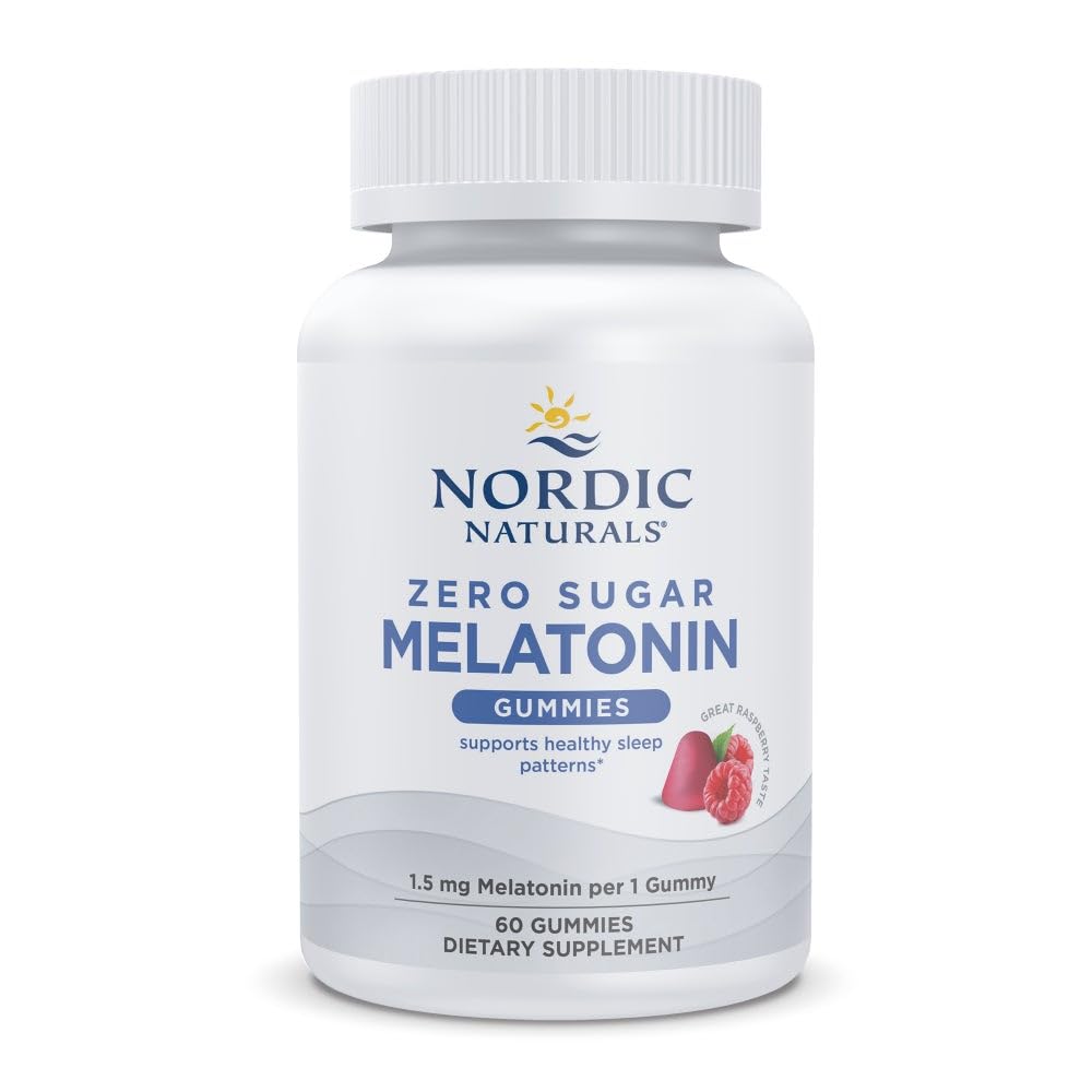 Nordic Naturals Zero Sugar Melatonin Gummies, Raspberry - 60 Gummies - 1.5 mg Melatonin - Great Taste - Restful Sleep, Antioxidant Support - Non-GMO, Vegan - 60 Servings