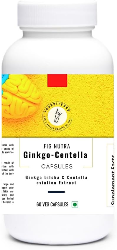 FiG Nutra ÅngGinkgo-Centellaň Capules  Server salut suplementari per al focus i la memòria almirall Powergo biloba Leaf Extrabe i Centella asiataica Leaf extrephery 60 Vag Capules