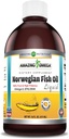 Increíble Omega Norwegian Fish Oil 16 Oz Suplemento TEN 1625mg Omega -3s, DHA, EPA per Serving TEN Fresh Orange Flavor TEN NO-GMO TEN Gluten Free