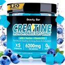 Creatine Monohydrate Gummies,6200mg for Men & Women, Chewable Creatine for Enhanced Muscle Growth, Strength, and Recovery, Sugar Free Pre-Workout Supplement,120 Count,Blueberry Flavor