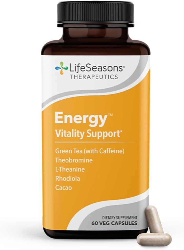 LifeSeasons Energy - Vitality Booster Energy for Fisik and Cognitive Strange - No Jitters - Increases Stamina - Berisi Teh Hijau dan L- Theanine - 60 Count (Paket 1)