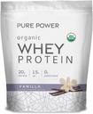 Dr. Mercola Pure Power Organic Whey Protein - 20 g Protein - Supports Muscle Growth ' Energy - Grass-Fed Whey Concentrate - 15 Servings (20.60 oz) - Vanilla