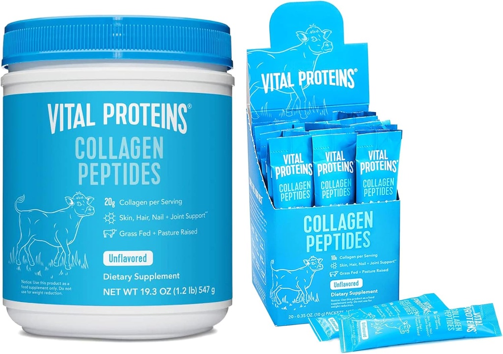 Vital Proteiner Kollagen Peptider pulver Unflavored 19.3 OZ + 20 Count Stick Pack