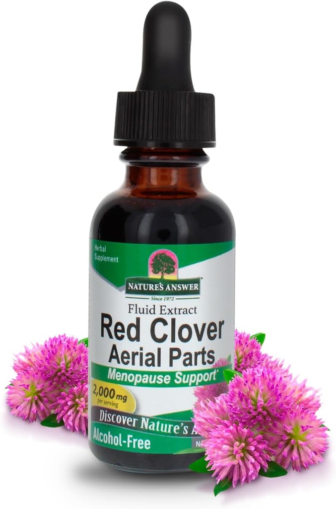Nature's Answer Red Clover Extract Supplement Alcohol Free 1 Oz ( Pack of 4 ) | Natural Mood Support | Hormoon Tasakaal naistele | Menopausal Support