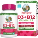 MARYRUTH'S Vitamin D3 + B12 Gummies for Ages 4+ | Sugar Free | Bone Health | Immune Support | Energy Metabolism | Cognitive Function | Vegan | Non-GMO | Gluten Free | 60 Servings | 2 Month Supply