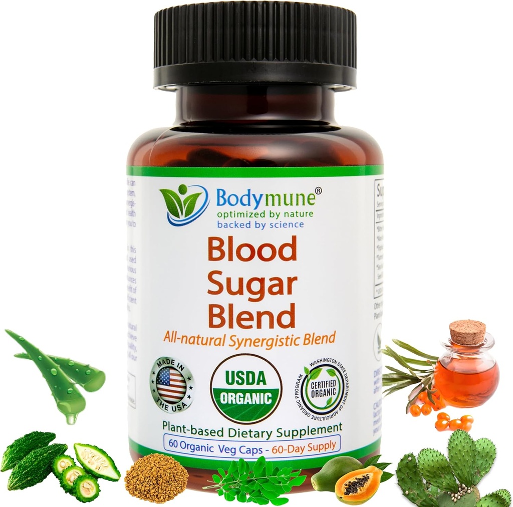 USDA Organic Blood Sugar Blend | Stöder Hälsosam Metabolism * | med Bitter Melon, Moringa, Aloe Vera, Nopal, Papaya Extracts & More | 60-Day Supply | Vegan & Non-GMO | USA-Made