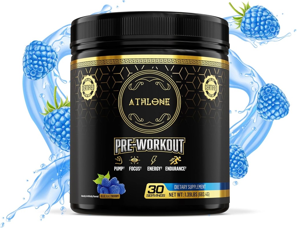 Pre Workout Powder Blue Raspberry Performance Blend- Energie mit Koffein, L-Citrulline, Beta Alaline, Himalayan Pink Salz - keine künstlichen Farbstoffe (30 Servierungen)