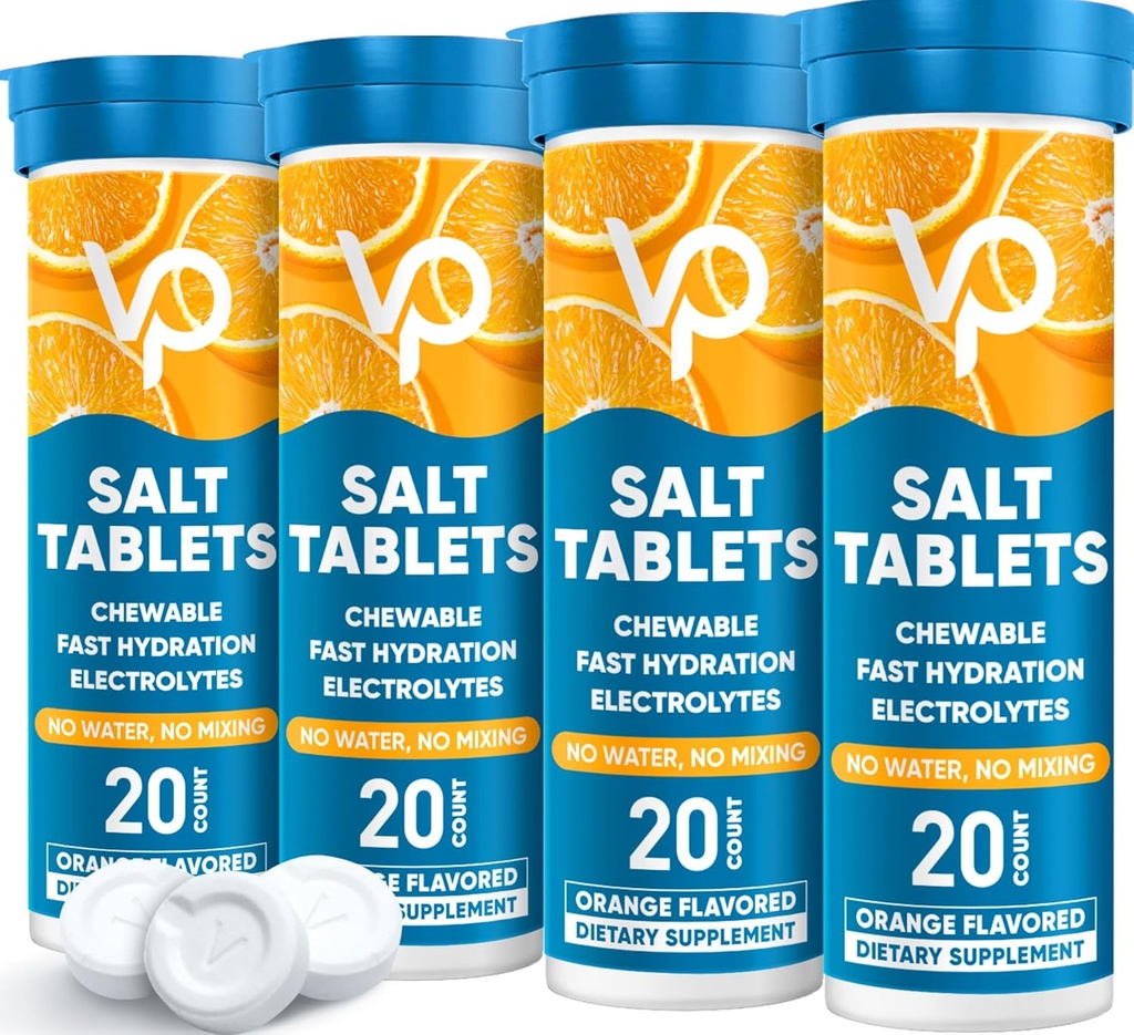 Venture Pal Chewable Electrolyte Tabletta, 80 Count Fast- Dissolve- Free Stick Salt Tablets - Variety Pack for Rapid Hydration, Outdoor Running, Hiking, Sports 124; Keto & Vegan Friendly 124; 4 Pack