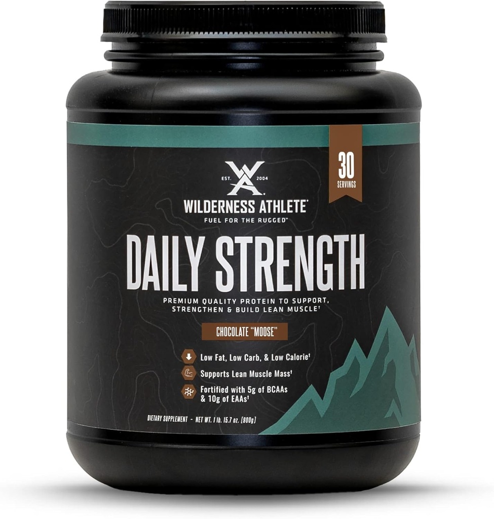 Atleta de Wilderness - Proteína Premium de Força Diária - Pó de Proteína de Whey para Mulheres e Homens - Melhor Pó de Proteína para Músculo Leano - Pó de Proteína Limpa com Isolato de Proteína de Whey (Moose de Chocolate)