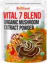 Ellie parim 7 Seenepulber ekstrakt Blend Supplement Organic 114 Servings High Potency Double Extracted Cordyceps, Reishi, Türgi saba, Chaga, Lõvi Mane - 4oz