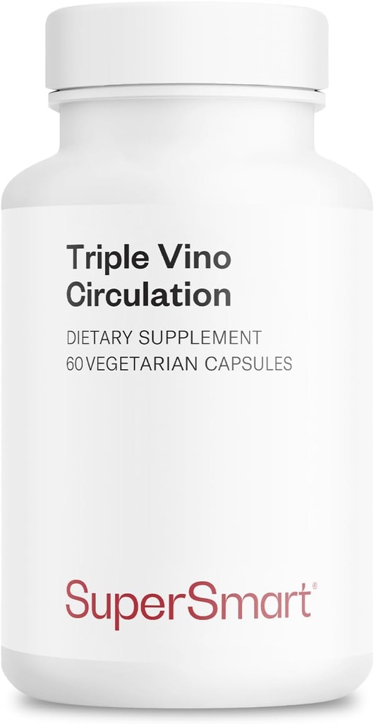 Supersmart - Triple Vino Circulation (High Potency) - Formula 3-in-1 - Rosso Vine Leaf Extract - con Grape Seed & Marc | Vegan & Gluten Free - 60 Veg Capsule