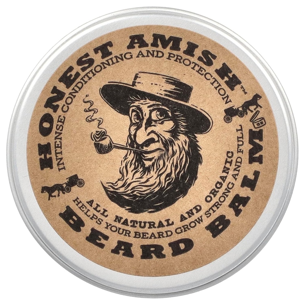 Honest Amish Beard Balm Leave-in 컨디셔너 - 자연과 유기 성분으로 만든 - 2 Ounce Tin