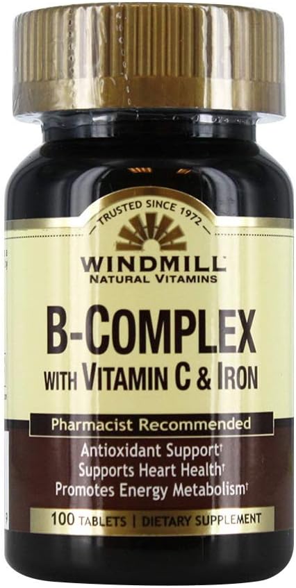 Windmühle B-Komplex Tabletten mit Vitamin C und Eisen Ergänzung - 100 Ea