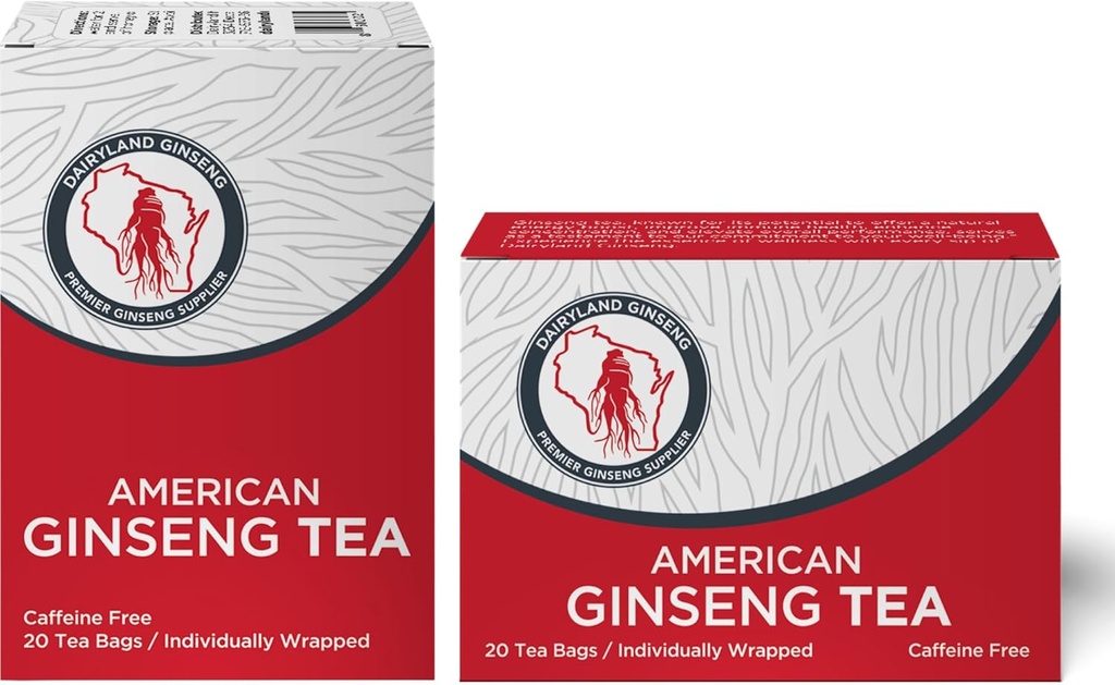 Dairy 美国人参茶 美国人参茶 (40 ct) - Premium Wisconsin Ginseng Tea - Authentic American - Non-GMO, Gluten Pulsuz İçki