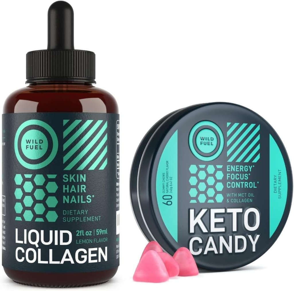 WILD FUEL Liquid Collagen e Keto Candy Beauty and Fitness Bundle