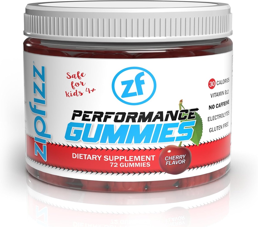 Zipfizz Perform Gummies - Lezzetli Meyve - B6, B12 ve C for Athletes Ages 4+ | 3 Gummies Per Service, 24 Hizmet | Destekler Enerji, Endurance, ve Recovery
