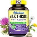 4-in-1 Latte Thistle Complex, 9000 mg di resistenza, 30X concentrato Seed Extract, con Dandelion, Choline, Zinco, Fatty Liver Supplements, Supporto per fegato, Non-GMO, 90 Veggie Caps, 3 mesi di alimentazione