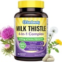 4-in-1 Milk Thistle Complex for Men & Women, Milk Thistle Extract with 240mg of Active Silymarin, 80% Std, with Dandelion, Choline, Zinc, Liver Detox & Repair, Non-GMO, Once Daily, 90 Veggie Caps