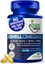 Vegan Omega 3 Suplemento – Algae Omega 3 com DHA EPA DPA – Cápsulas Vegan de Algal – Alternativa de óleo de peixe – Fórmula de óleo de algas planta-baseada – Não-GMO, Carrageenan-Free, Alta Força