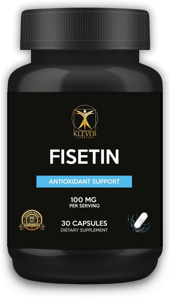 Klever Lifestyle | Fisetin | Bioflavonoid | Antioxidant Supplement, Anti-Aging Effects, Hudhälsa, Metaboliska fördelar | 30 kapslar | 100 mg per portion
