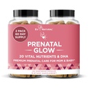 Eu Natural Glow Prenatal Vitamins for Women - 20-in-1 Prenatal Multivitamin with Folate & Vegan DHA - Supports Healthy Pregnancy, Fetal Development & Mom’s Comfort - 120 Vegetarian Capsules