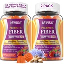Fiber Gummies for Adults with Psyllium Husk, 7G(Soluble + Insoluble) Daily Prebiotic Fiber with Inulin, FOS, Guar Gum, Multivitamins for Daily Digestive Health, Regularity Support,Sugar Free,Pack of 2
